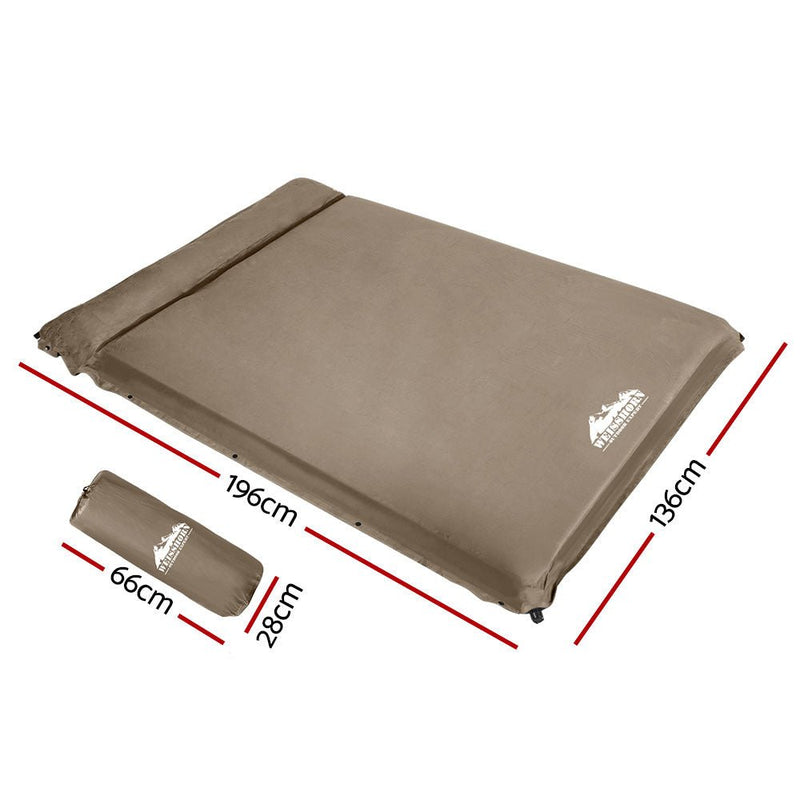 Danoz Camping - Weisshorn Self Inflating Mattress 10CM Camping Sleeping Mat Air Double Coffee - danozdirect