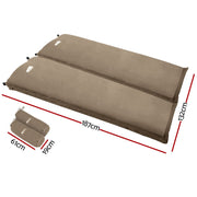 Danoz Camping - Weisshorn Self Inflating Mattress Camping Sleeping Mat Air Bed Double Set Coffee - danozdirect