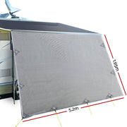 Danoz - Caravan Privacy Screen Roll Out Awning 5.2x1.95M End Wall Side Sun Shade Grey - danozdirect