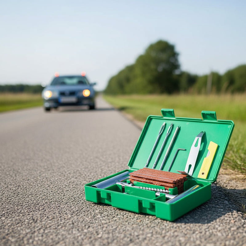 Danoz Cars - 58 - piece set Green Heavy - Duty Tubeless Tyre Repair Kit - Emergency Puncture Plug Set for Cars, Motorcycles & Much more... - danozdirect