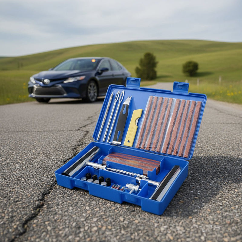 Danoz Cars - A 58 - piece set Blue Heavy - Duty Tubeless Tyre Repair Kit - Emergency Puncture Plug Set for Cars, Motorcycles & ATVs - danozdirect