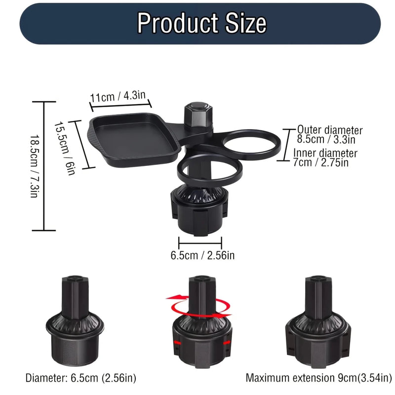 Danoz CarSmart multi Holder Tray - Expander - 3 In 1 Detachable Food Table Tray With Solid Base - Road Trip Essentials Accessories - Just In! - danozdirect