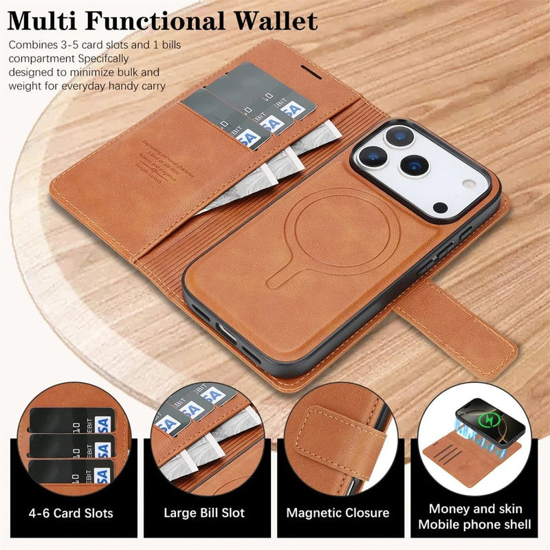 Danoz ChargeSmart MagSafe Leather Phone Cover for iPhone 17, Magnetic Wallet Case - danozdirect