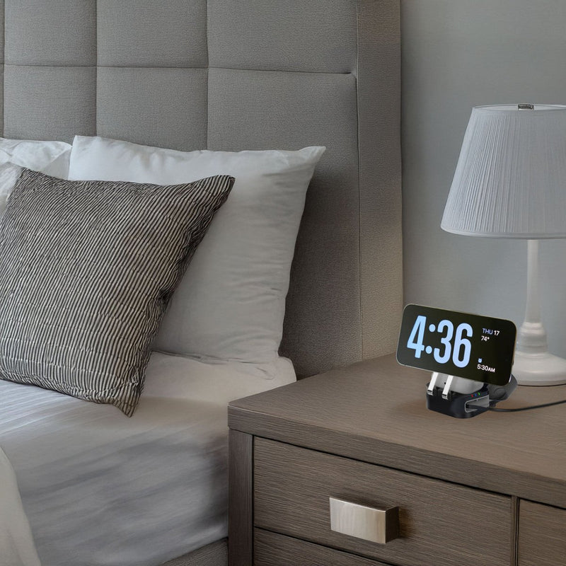 Danoz ChargeSmart 3 in 1 Foldable Wireless Charging Stand Black with retractable USB cable - danozdirect