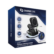 Danoz ChargeSmart 3 in 1 Foldable Wireless Charging Stand Black with retractable USB cable - danozdirect