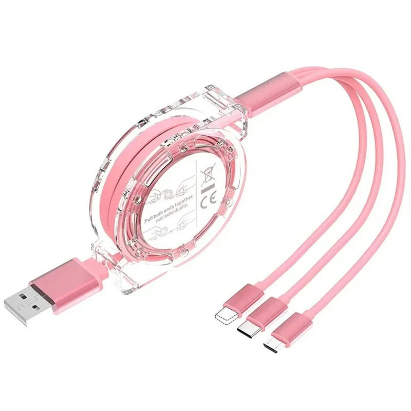 Danoz ChargeSmart - 3 - in - 1 Retractable Data USB Cable Fast Charging For iPhone Type - C Micro USB - Buy 1 Get 1 Free! - danozdirect