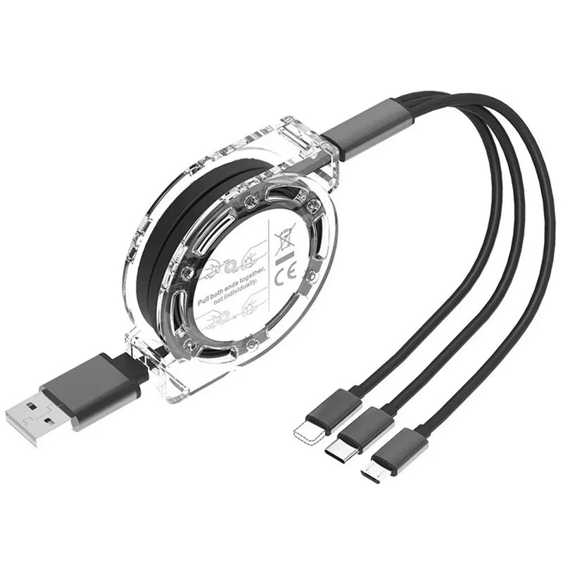 Danoz ChargeSmart - 3 - in - 1 Retractable Data USB Cable Fast Charging For iPhone Type - C Micro USB - Buy 1 Get 1 Free! - danozdirect