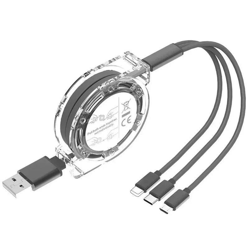 Danoz ChargeSmart - 3 - in - 1 Retractable Data USB Cable Fast Charging For iPhone Type - C Micro USB - Buy 1 Get 1 Free! - danozdirect