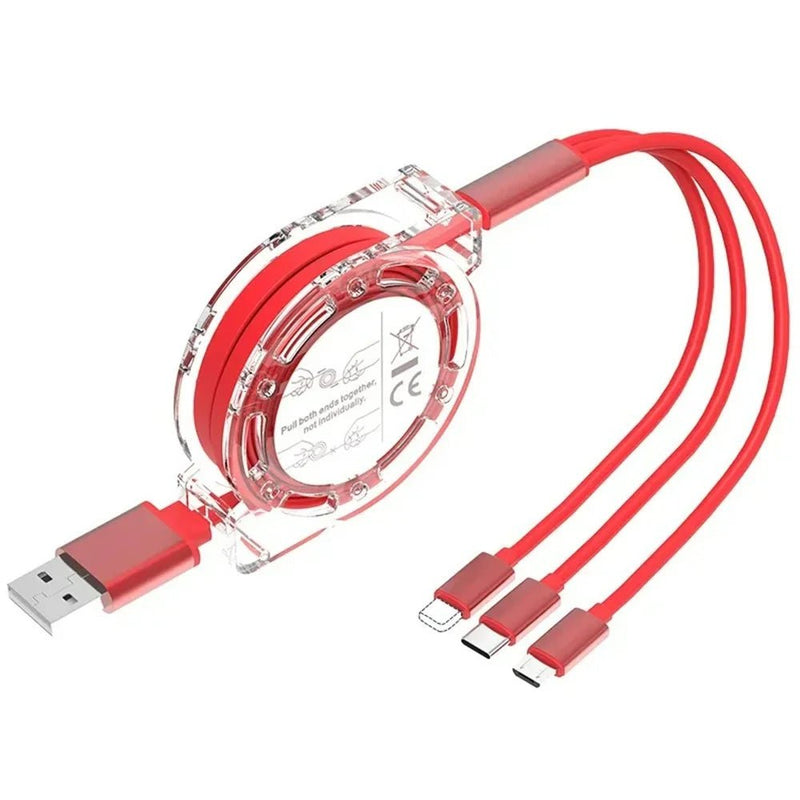Danoz ChargeSmart - 3 - in - 1 Retractable Data USB Cable Fast Charging For iPhone Type - C Micro USB - Buy 1 Get 1 Free! - danozdirect