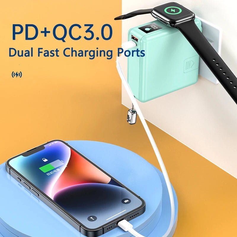 Danoz ChargeSmart - International 15000mAh Magnetic Wireless Charger Power Bank for Phones and devices Power bank with all international AC Plugs - danozdirect