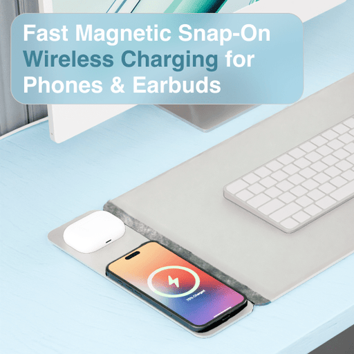 Danoz ChargeSmart - Wireless Charging Desk Mat for all your devices, Grey - danozdirect