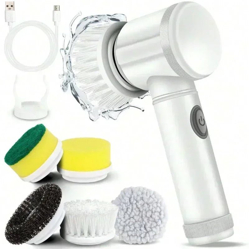 Danoz Cleaning - Electric Spin Scrubber,Bathroom Cleaning Brush Power Scrubber with 5 Replaceable Brush Heads - Incl. Delivery - danozdirect