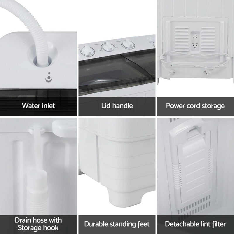Danoz CleanSmart Devanti Portable Washing Machine Twin Tub 4.5KG - Super Deal! - danozdirect