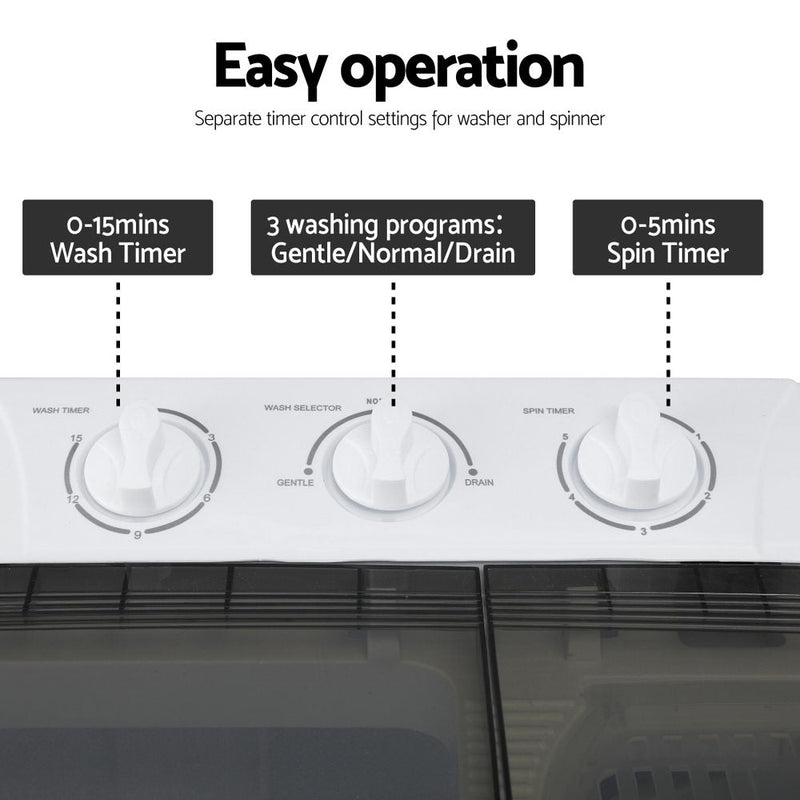 Danoz CleanSmart Devanti Portable Washing Machine Twin Tub 4.5KG - Super Deal! - danozdirect