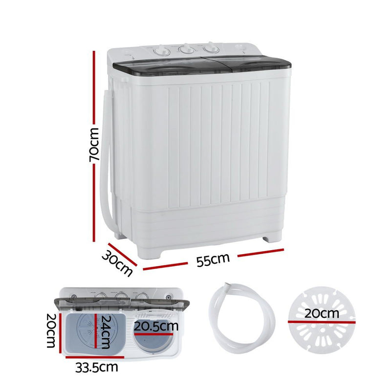 Danoz CleanSmart Devanti Portable Washing Machine Twin Tub 4.5KG - Super Deal! - danozdirect