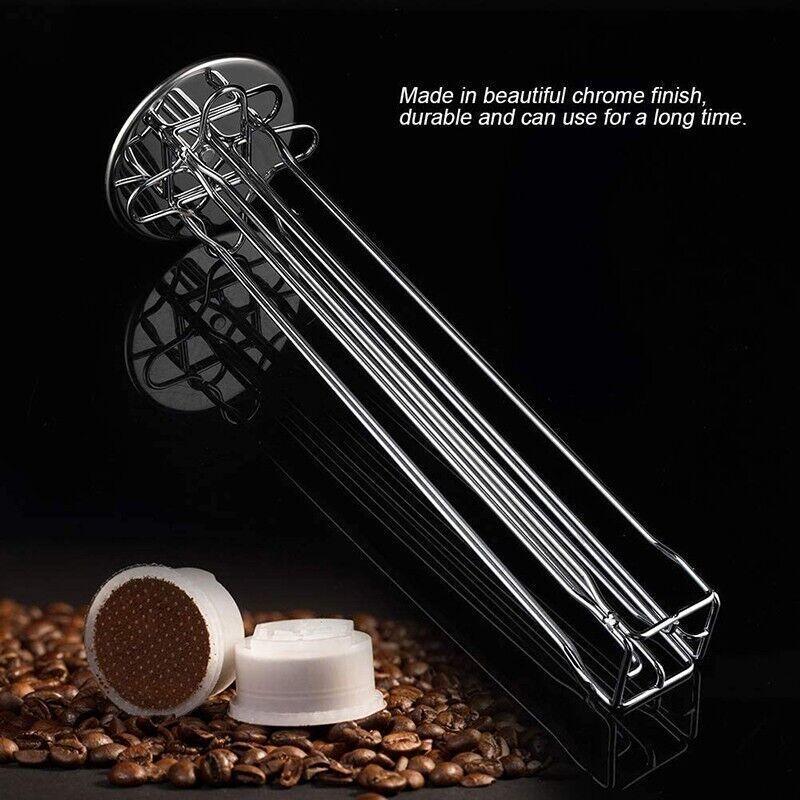 Danoz Coffee - 40 Capsules Rotating Coffee Pod Holder Rack for Nespresso Chrome Countertop Stand - danozdirect