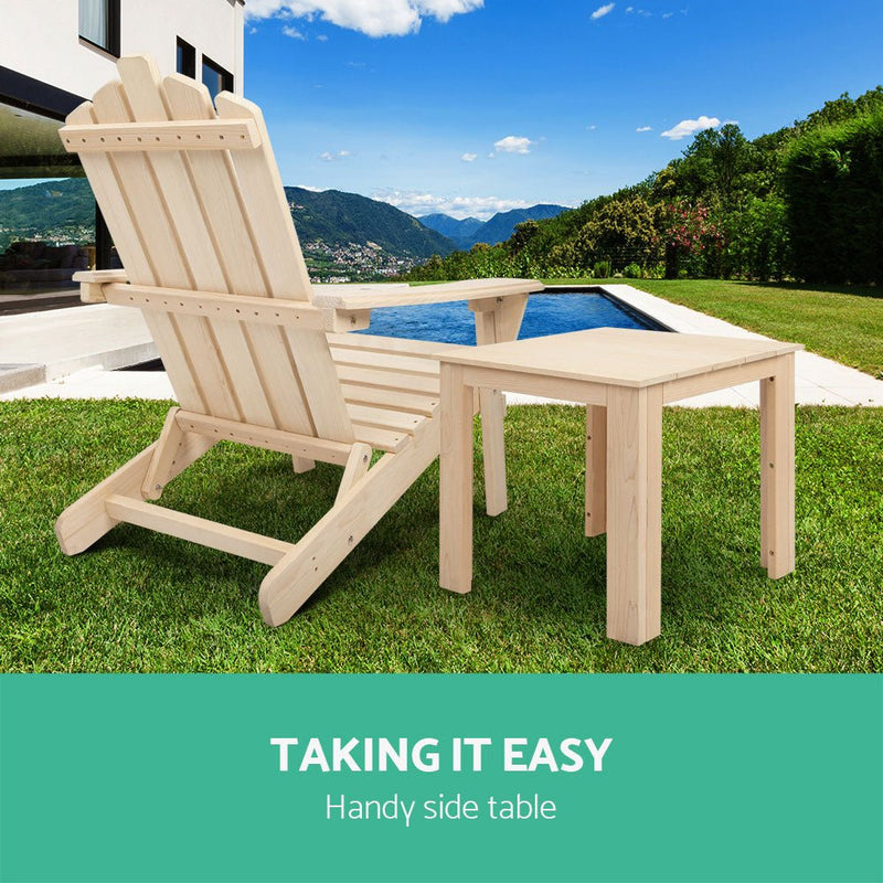 Danoz Coffee Side Table Wooden Desk Outdoor Furniture Camping Garden Natural - danozdirect