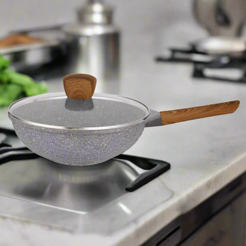 Danoz Cooking 🥘 Hello Kitchen Non - stick Marble Wok 28cm/32cm - 28cm - danozdirect