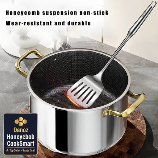 Danoz CookSmart 304 Stainless Steel Soup Pot Honeycomb Non - stick Pot with lid - New arrival! - danozdirect