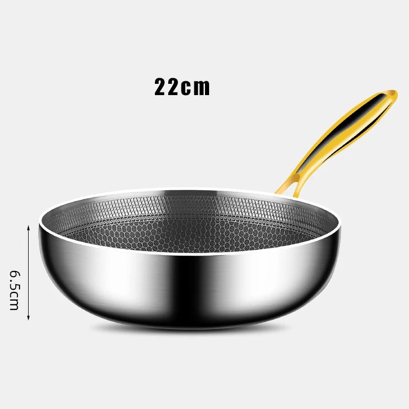 Danoz CookSmart - Honeycomb 316 Stainless Steel Frying Pan Wok Non - stick Cooking - Gas Stove Pot Induction General Saucepan Kitchen Cookware - danozdirect