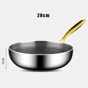 Danoz CookSmart - Honeycomb 316 Stainless Steel Frying Pan Wok Non - stick Cooking - Gas Stove Pot Induction General Saucepan Kitchen Cookware - danozdirect