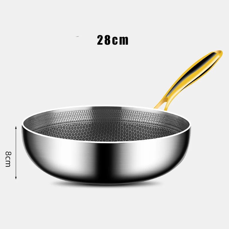 Danoz CookSmart - Honeycomb 316 Stainless Steel Frying Pan Wok Non - stick Cooking - Gas Stove Pot Induction General Saucepan Kitchen Cookware - danozdirect