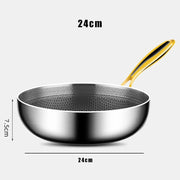 Danoz CookSmart - Honeycomb 316 Stainless Steel Frying Pan Wok Non - stick Cooking - Gas Stove Pot Induction General Saucepan Kitchen Cookware - danozdirect