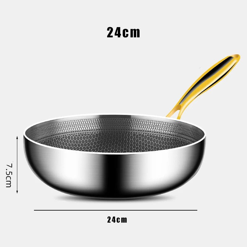 Danoz CookSmart - Honeycomb 316 Stainless Steel Frying Pan Wok Non - stick Cooking - Gas Stove Pot Induction General Saucepan Kitchen Cookware - danozdirect