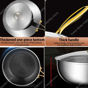 Danoz CookSmart - Honeycomb 316 Stainless Steel Frying Pan Wok Non - stick Cooking - Gas Stove Pot Induction General Saucepan Kitchen Cookware - danozdirect