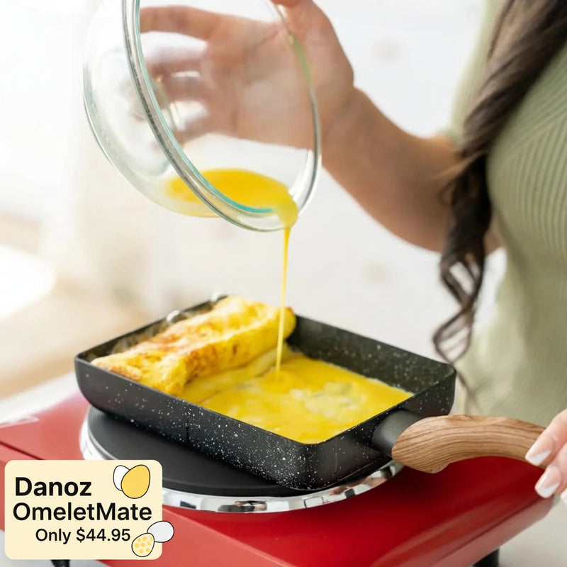 Danoz CookSmart - Omelet Mate - Non - Stick Omelets Pan Tamagoyaki Wok Japanese Egg Pan Skillet Rectangle Tamago Pan Small Egg Frying Pan with Cooking Tools - danozdirect