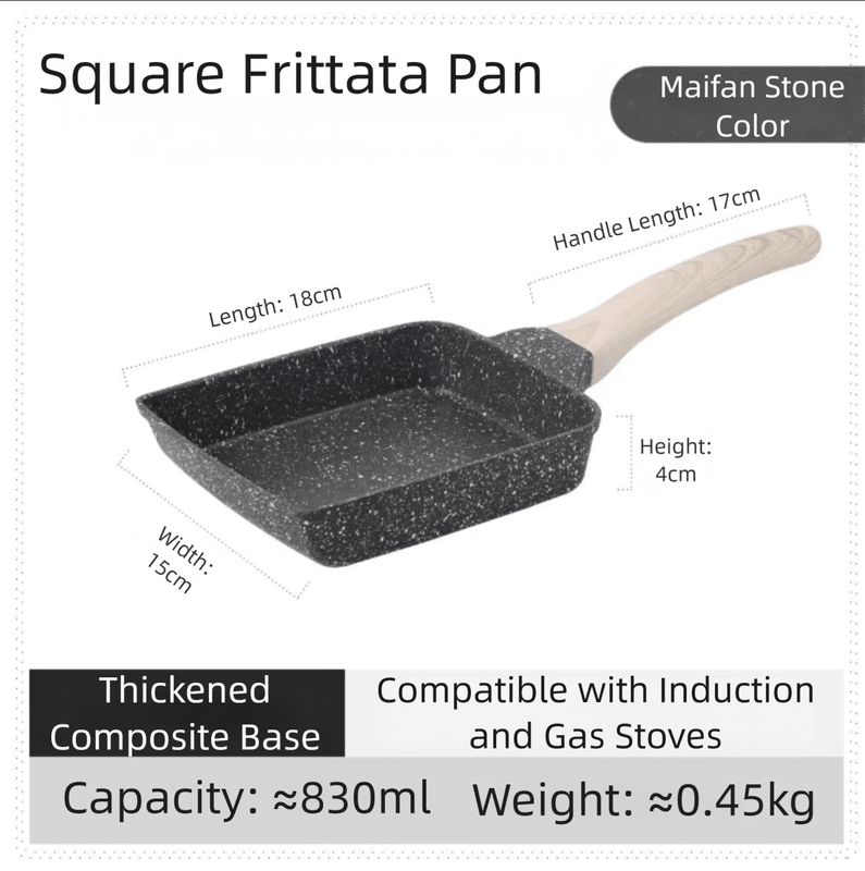 Danoz CookSmart, Perfect Omelet Rectangular Non - Stick Frying Pan 19×14×4cm - , Induction & Gas Compatible - danozdirect