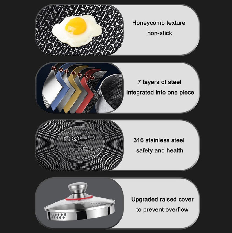 Danoz CookSmart 🧑‍🍳🥘 Premium 316 Stainless Steel Non - Stick 22cm Milk Pot with Double - Sided Honeycomb Design Incl. Delivery - danozdirect