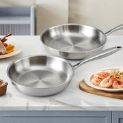 Danoz Cookware - 5 - star Chef Frying Pan Stainless Steel Uncoated Twin Frypan Set 25/30cm Silver - danozdirect