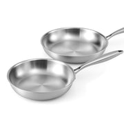 Danoz Cookware - 5 - star Chef Frying Pan Stainless Steel Uncoated Twin Frypan Set 25/30cm Silver - danozdirect