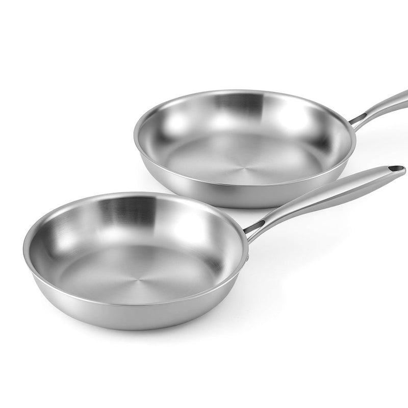Danoz Cookware - 5 - star Chef Frying Pan Stainless Steel Uncoated Twin Frypan Set 25/30cm Silver - danozdirect