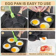 Danoz Cookware🍳🧑‍🍳 EggMate Frying Pan - perfect for cooking pancakes and eggs with its nonstick surface and 4 - cup design - danozdirect