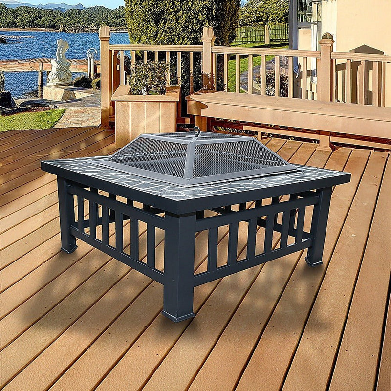 Danoz Direct - 18" Square Metal Fire Pit Outdoor Heater - danozdirect