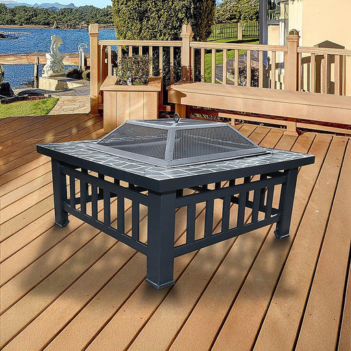 Danoz Direct - 18" Square Metal Fire Pit Outdoor Heater - danozdirect