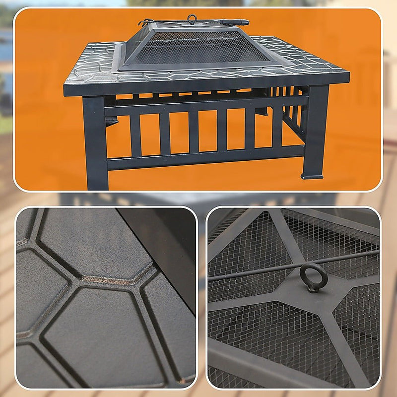 Danoz Direct - 18" Square Metal Fire Pit Outdoor Heater - danozdirect