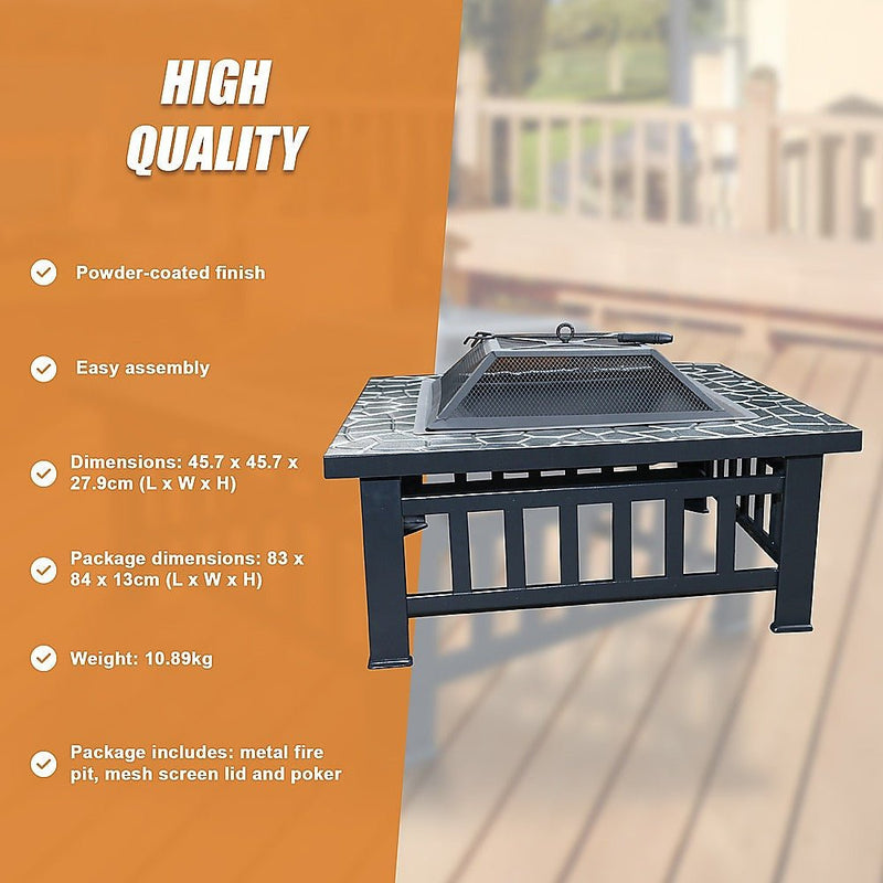 Danoz Direct - 18" Square Metal Fire Pit Outdoor Heater - danozdirect