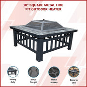 Danoz Direct - 18" Square Metal Fire Pit Outdoor Heater - danozdirect