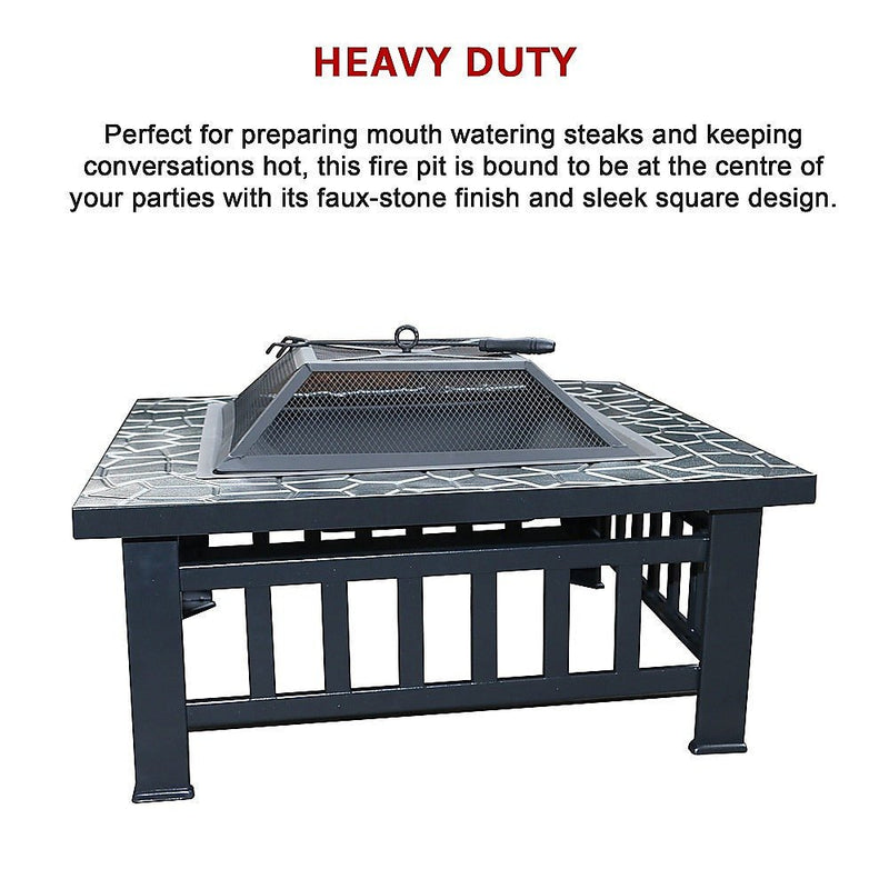 Danoz Direct - 18" Square Metal Fire Pit Outdoor Heater - danozdirect