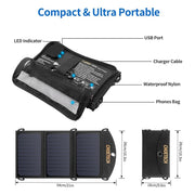 Danoz Direct - 19W Portable Solar Panel Charger SunPower Panels Dual USB Charger for Camping/RV/Outdoors - danozdirect