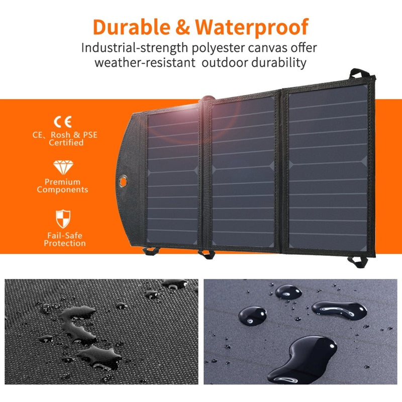 Danoz Direct - 19W Portable Solar Panel Charger SunPower Panels Dual USB Charger for Camping/RV/Outdoors - danozdirect