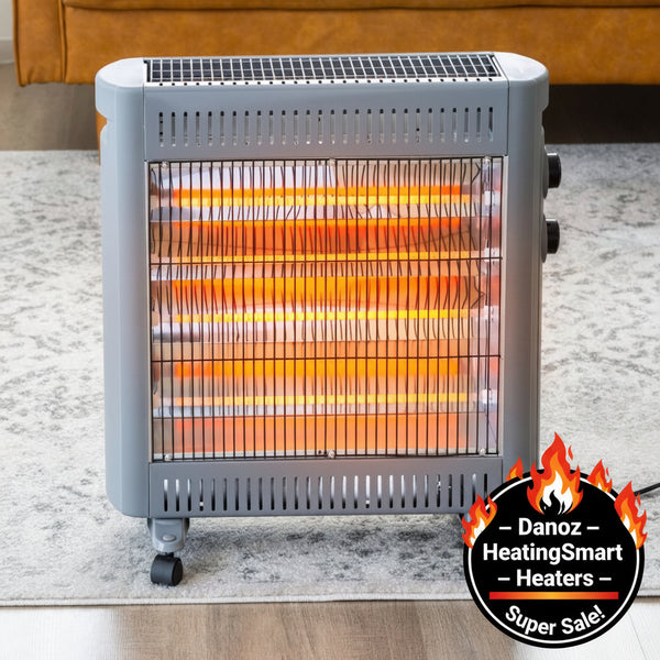 Danoz Direct - 2200W Quartz Infrared Radiant Heater with Adjustable Thermostat and 2 Power Settings - danozdirect