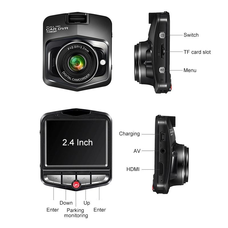 Danoz Direct - 2.4 Car DVR with Parking Monitoring & Loop Recording - Black - danozdirect