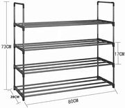 Danoz Direct - 4 - Tier Stainless Steel Shoe Rack Storage Organizer to Hold up to 20 Pairs of Shoes (80cm, Black) - danozdirect