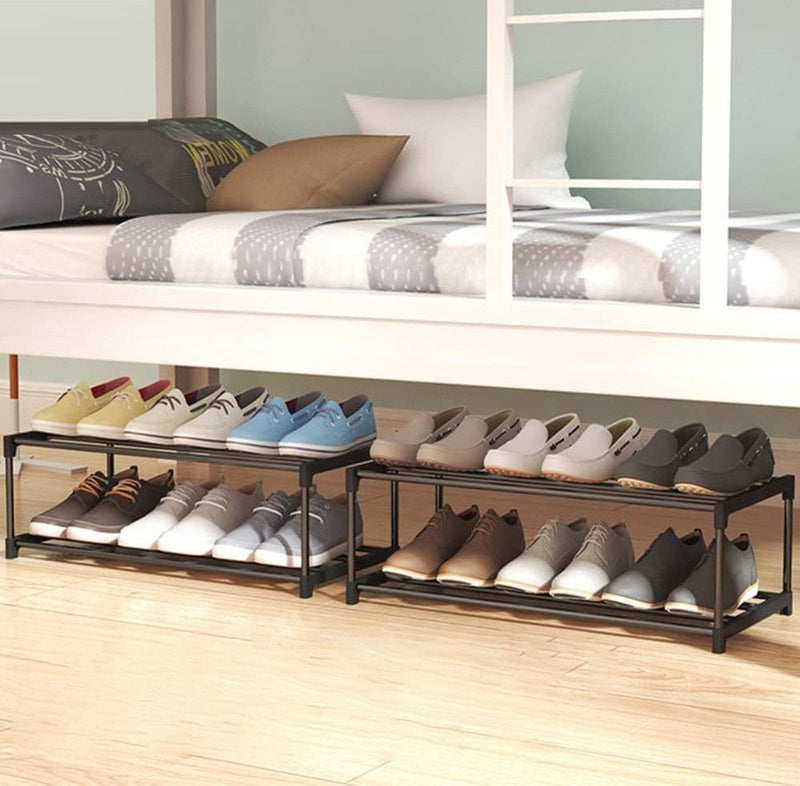 Danoz Direct - 4 - Tier Stainless Steel Shoe Rack Storage Organizer to Hold up to 20 Pairs of Shoes (80cm, Black) - danozdirect