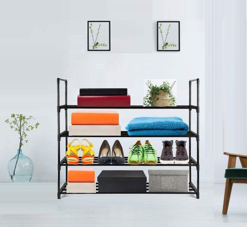 Danoz Direct - 4 - Tier Stainless Steel Shoe Rack Storage Organizer to Hold up to 20 Pairs of Shoes (80cm, Black) - danozdirect