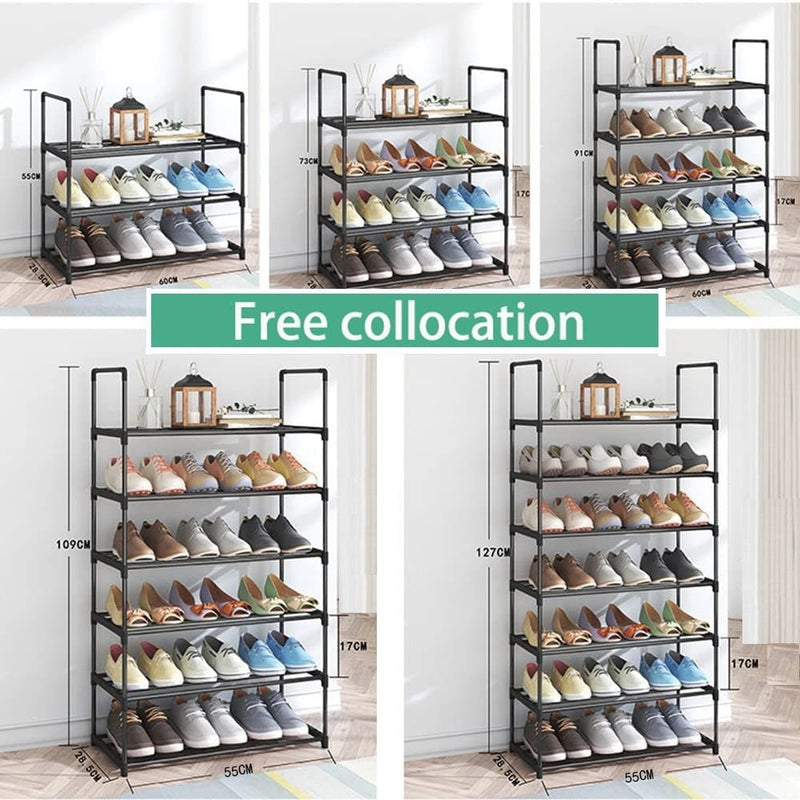 Danoz Direct - 4 - Tier Stainless Steel Shoe Rack Storage Organizer to Hold up to 20 Pairs of Shoes (80cm, Black) - danozdirect